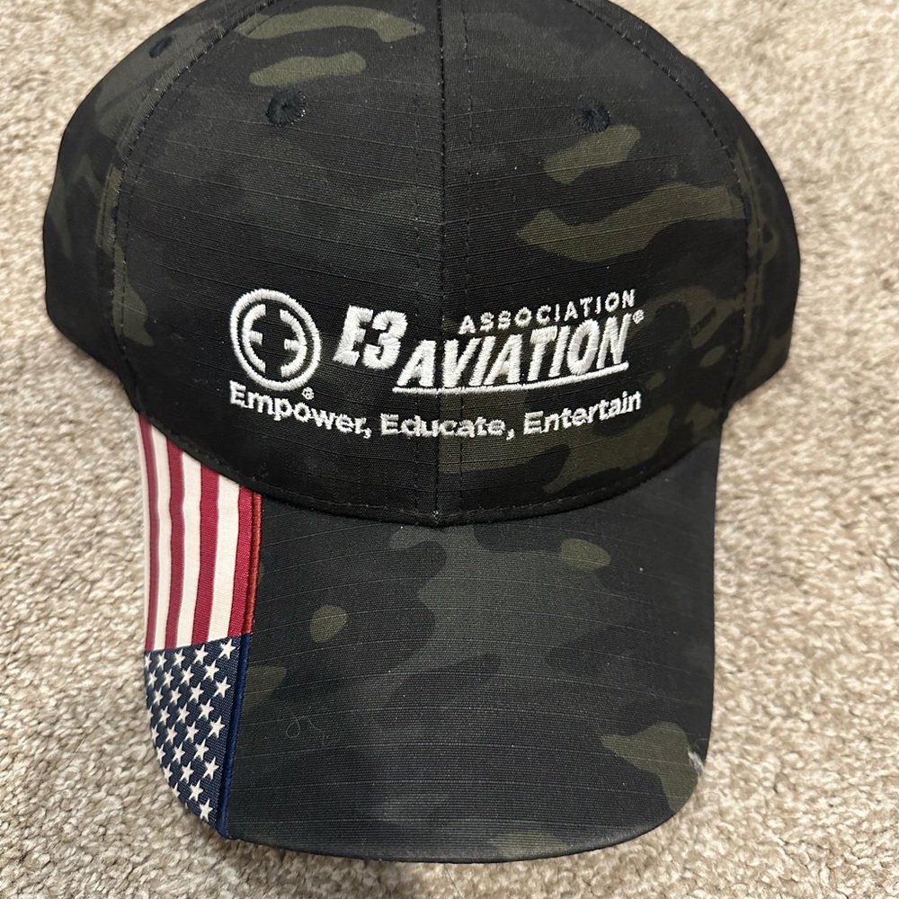 E3 Aviation Camo Cap with American Flag